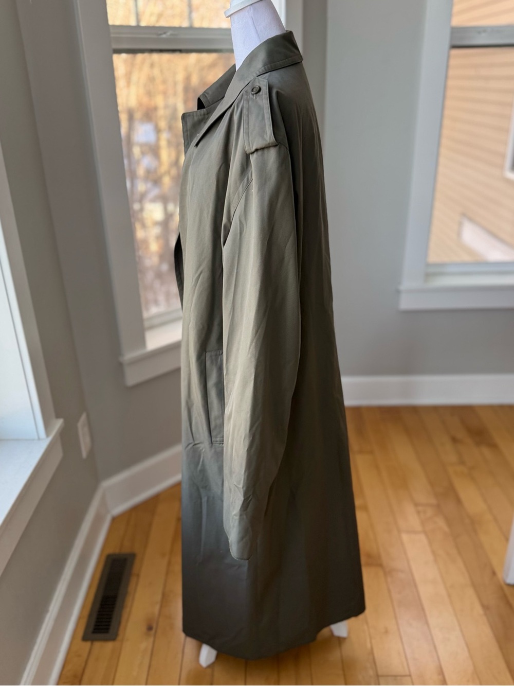 Vintage CB Industries Gray Trench Coat Made in France Deadstock Sz XL - Picture 12 of 13